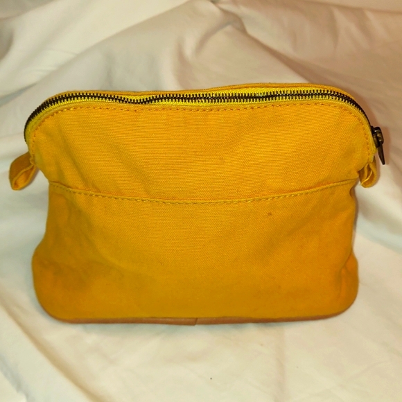 HERMES Bag Bolide Small Yellow Canvas with leather Trim Makeup Cosmetic Pouch - Picture 2 of 11